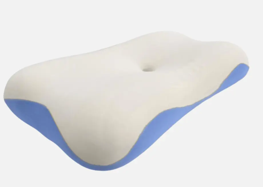 Mortise-Tenon Butterfly Pillow YF012 product angle view showing white top and lavender side panel