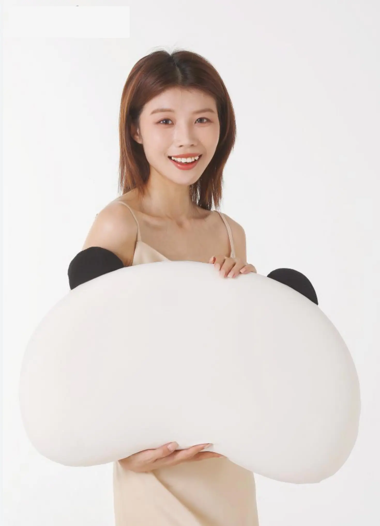 Model holding Panda Good-Sleep Pillow ZT005 lifestyle product image